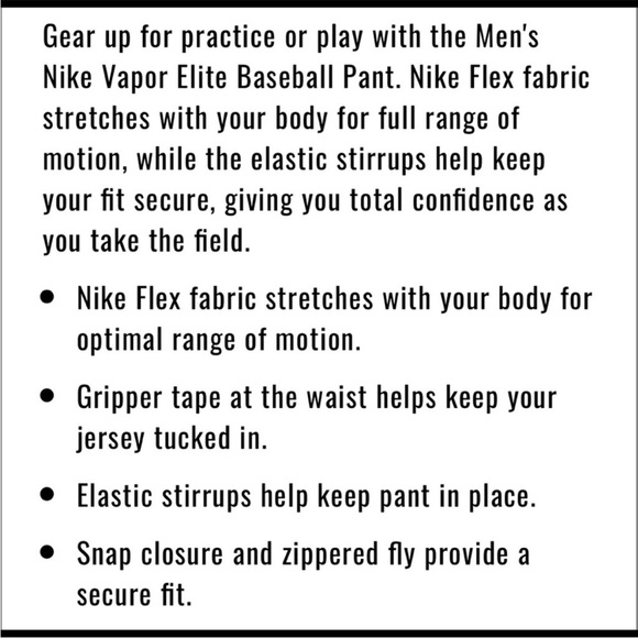 ⚾️NIKE Vapor Elite Dri Fit baseball pants - M - Picture 4 of 4